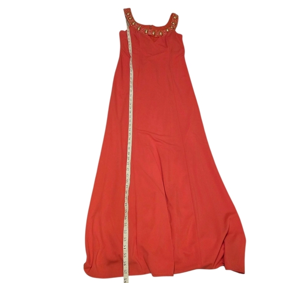 Vintage 80s 90s Y2k Maxi Dress Prom Homecoming Coral Pink Embellished Morgan Co. - Picture 6 of 8